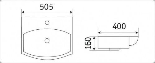 Раковина накладная Ceramalux N 50 белый  78014C - 2