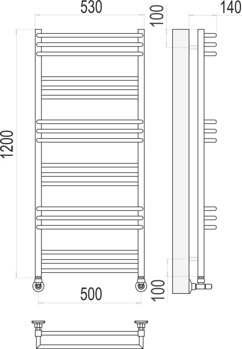 Водяной полотенцесушитель Terminus Кельн П18 500х1200 Хром 4630080268371 - 2