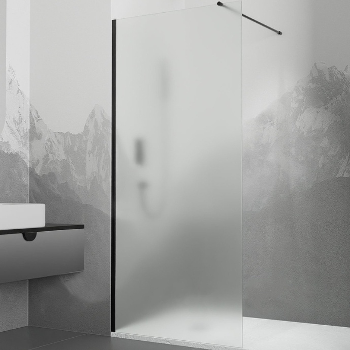 Душевая перегородка RGW Walk in 90х195 черная стекло прозрачное 351011009-14 - 0