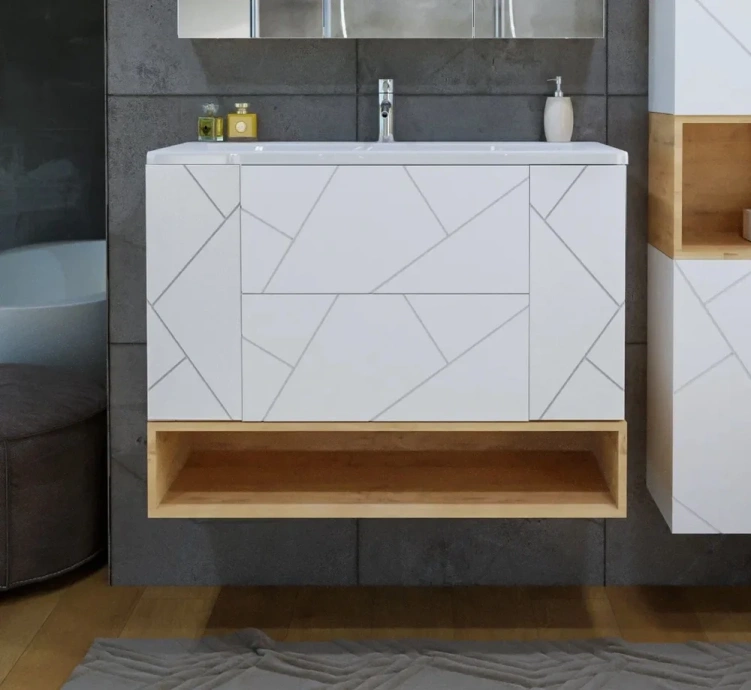 Тумба под раковину Бриклаер Кристалл 100 белая матовая  4627125415920 - 4