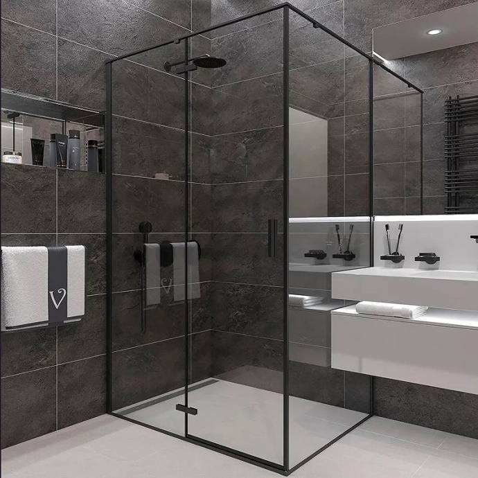 Душевой уголок Veconi Rovigo RV-073B 80x90 профиль черный  RV073B-8090-01-C4 - 0