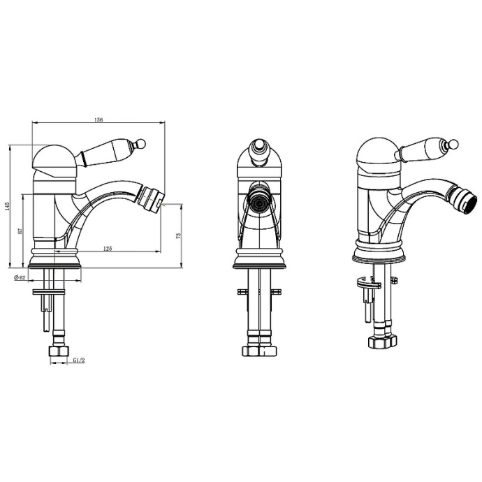 Смеситель для биде Boheme Medici бронза с черным кристаллом Swarovski 306-BSW - 1