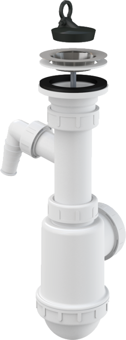Сифон для мойки  A441P с нерж. решеткой и подводкой A441P-DN50/40 - 0
