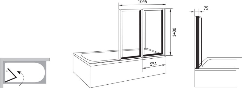 Шторки для ванной Ravak Supernova 104.5 см  796M0100ZG - 5