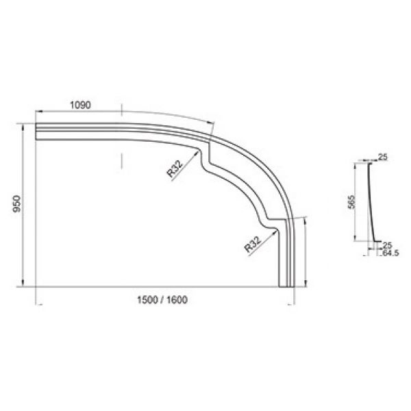 панель Rosa 95 левая 150 см белая CZ55100A00 - 1