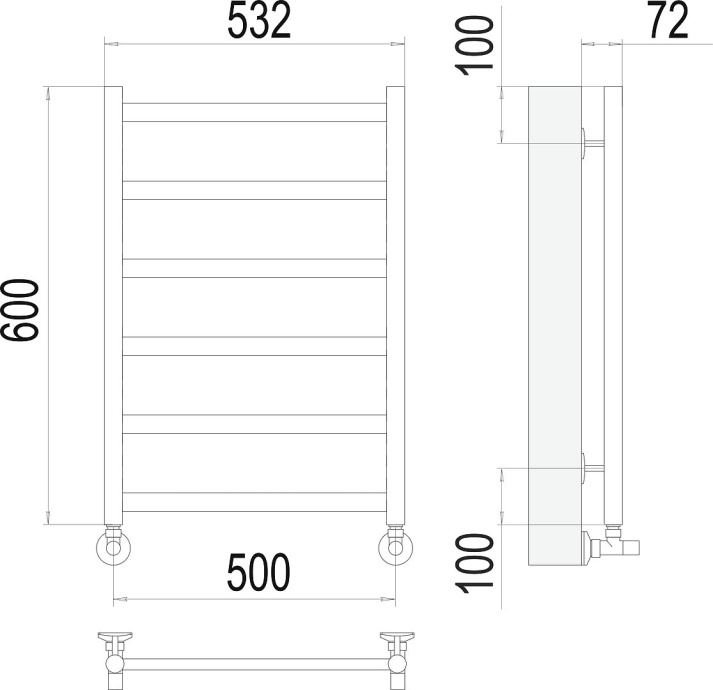 Водяной полотенцесушитель Terminus Аврора П6 500x600 Хром 4670078529893 - 2
