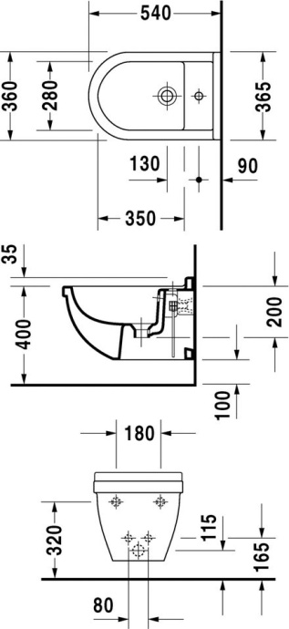 Биде подвесное Duravit Starck 3  2280150000 - 3