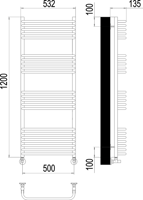 Водяной полотенцесушитель Terminus Стандарт П22 500х1200 Хром 4670078529817 - 2
