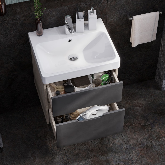 Тумба под раковину Aquaton Оливия 55 светлое дерево-серый 1A254201OLUG0 - 4