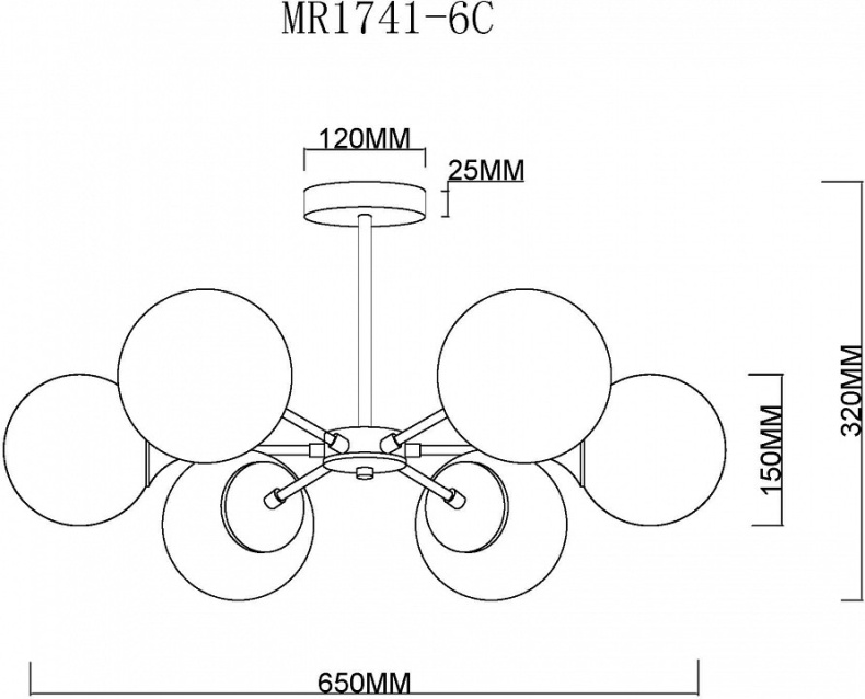 Люстра на штанге MyFar Fisher MR1741-6C - 2