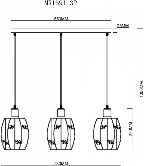 Подвесной светильник MyFar Huston MR1691-3P - 1
