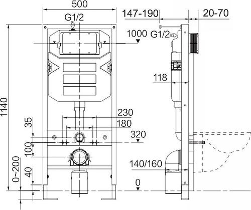Комплект подвесного унитаза с инсталляцией Ceramica Nova Forma с кнопкой Round белой матовой CN3009_1001W_1000 - 7