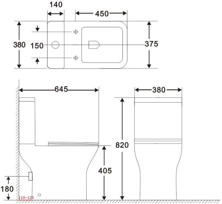 Cube 2-C-1 Бачок для унитаза напольного Слив 4,5/3л подключение снизу (240209) - 1