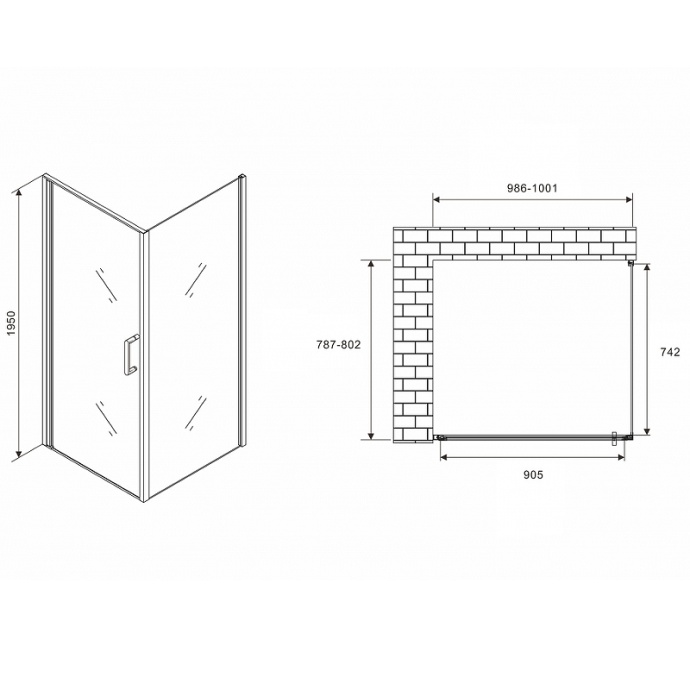 Душевой уголок Abber Sonnenstrand 100х80 хром стекло матовое AG04100M-S80M - 1