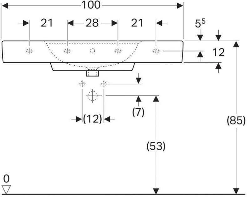 Раковина 100 см Geberit Renova Plan 122100000 - 2