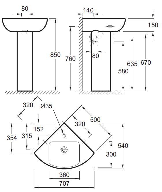Раковина Jacob Delafon Odeon Up E4710 угловая E4710-00 - 1
