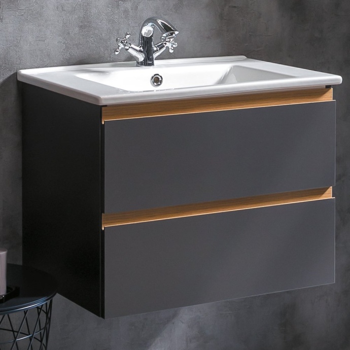 Тумба под раковину Armadi Art Capolda 65 черный - светлое дерево  849-065-A - 0