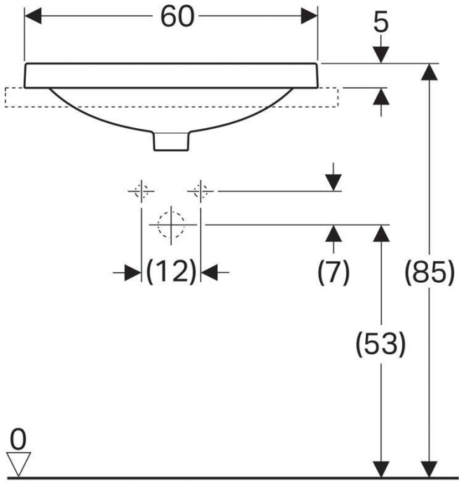 500.726.01.2 Geberit VariForm Раковина встраиваемая в столешницу овальной формы, 60х48 см, с отв. под смеситель, без отв. перелива - 3