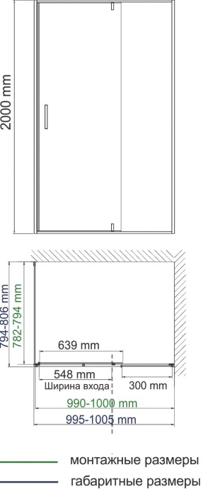 Душевой уголок Wasserkraft Elbe 100x80 профиль черный стекло прозрачное 74P17 - 2