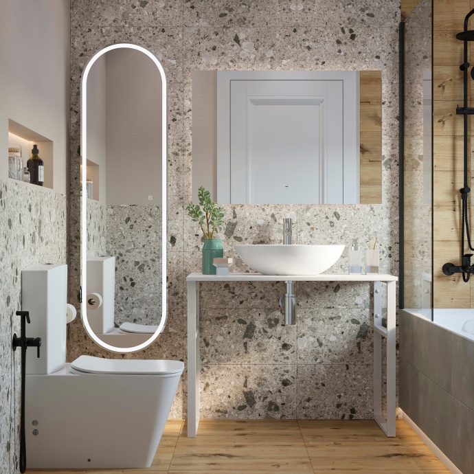 Консоль DIWO Элиста 100 белый мрамор, с раковиной Moduo 55 Leaf 555460 - 1