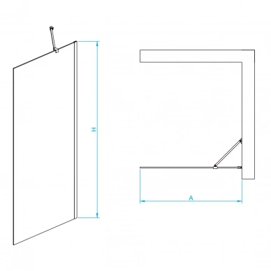 Душевая перегородка RGW Walk In 90х195 черная стекло прозрачное 351010209-14 - 1