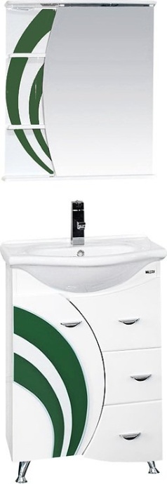 Тумба для комплекта Misty Каролина 60 3 ящика L зеленое стекло П-Крл01060-2853ЯЛ - 3
