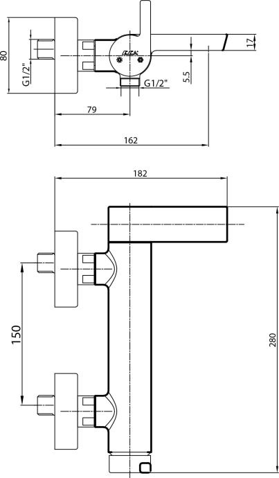 Смеситель E.C.A. Icon 102102478HEX для ванны с душем - 1