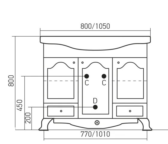 Тумба под раковину Mixline Прованс 80 539599 Белый ясень - 2