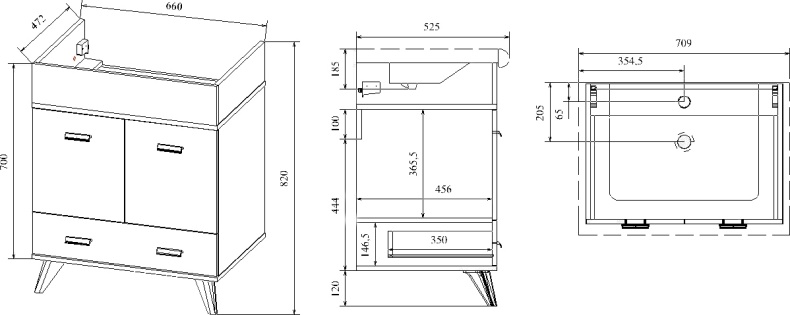 Тумба для комплекта Sanflor Бруно 70 белая, орегон C03661 - 3