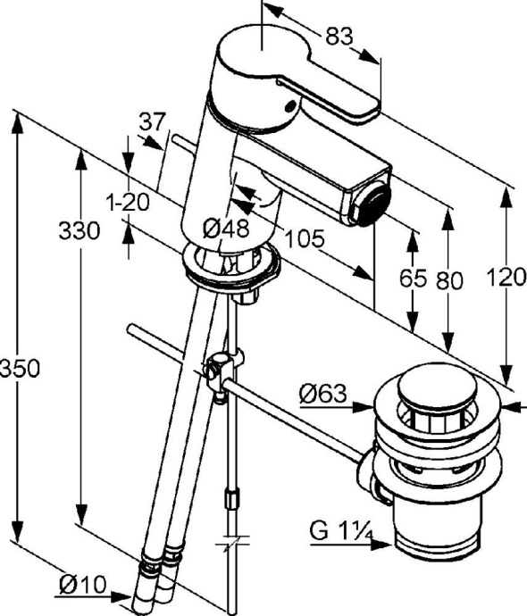 Смеситель для биде Kludi  хром  375310575 - 2