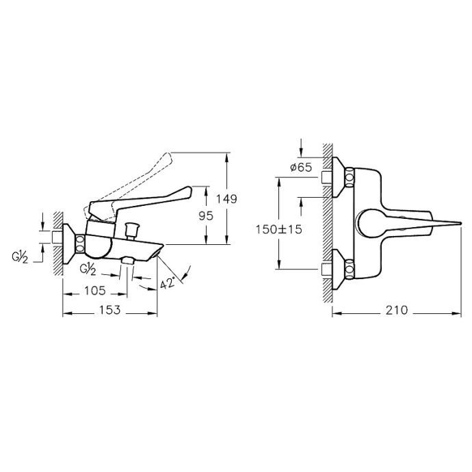 Смеситель для ванны Vitra AquaMed хром A42485EXP - 1