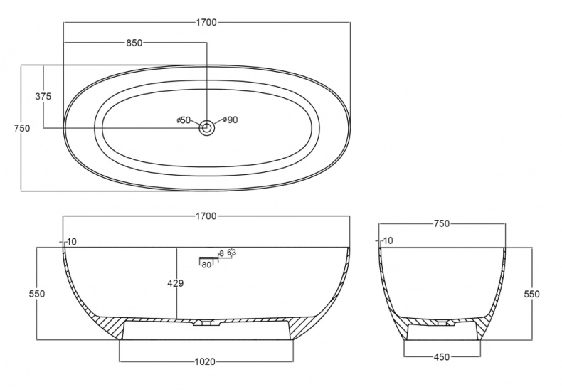 Прозрачная ванна ABBER Kristall AT9703Vesuvian оливковая - 5