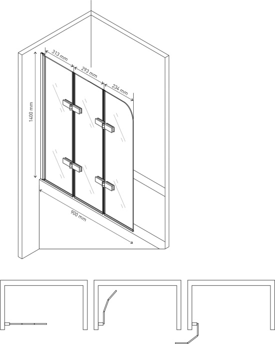 Шторка на ванну Berges Wasserhaus City 2.0 062013 90х140 см - 3