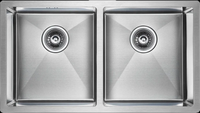 Мойка кухонная Paulmark Twin 78 брашированная сталь PM237844-BS - 0
