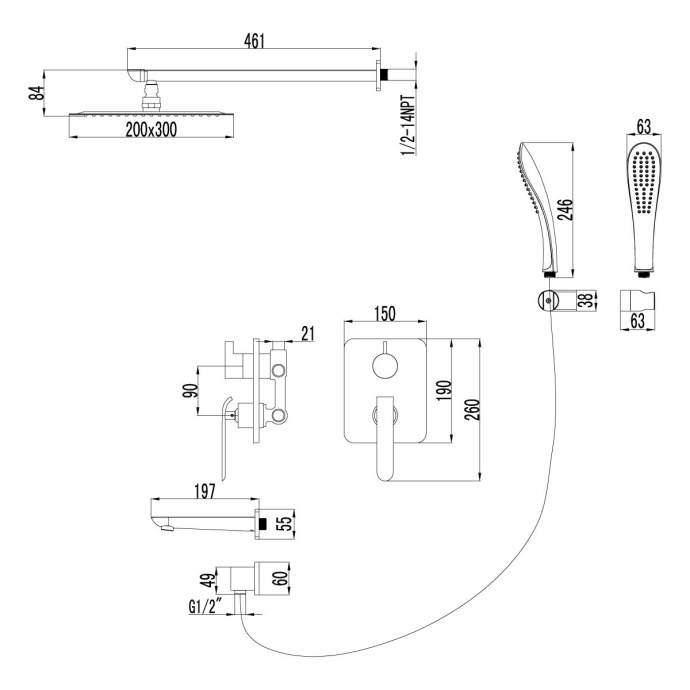 Душевой комплект Lemark Melange LM4922CW - 1
