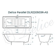 Чугунная ванна Delice Parallel 180x80 DLR220506RB с черными матовыми ручками без антискользящего покрытия DLR220506RB-AS - 7