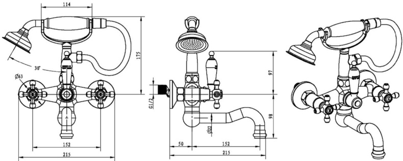 Смеситель Boheme Crystal 293-CRST для ванны с душем - 2
