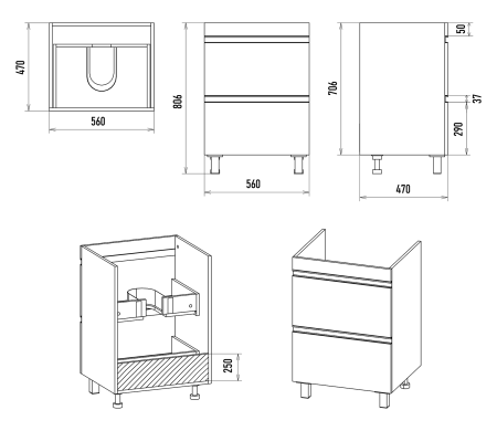 Тумба под раковину Misty Ингрид 60 белая глянцевая П-Инг-01060-012Я - 3