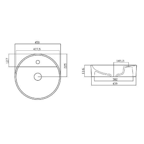 Раковина накладная Gural Vit Nova 45 белая NO27MUL01 - 2