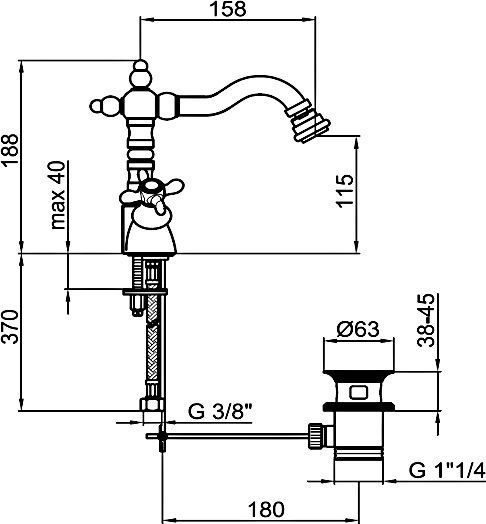 Смеситель Webert Ottocento OT710402065 бронза, для биде - 2
