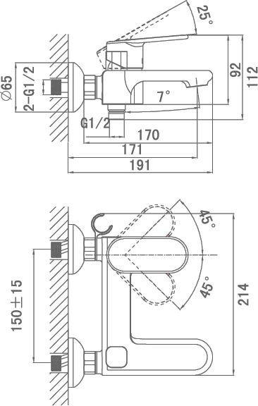 Смеситель для ванны D&K DA131 хром  DA1313201 - 2