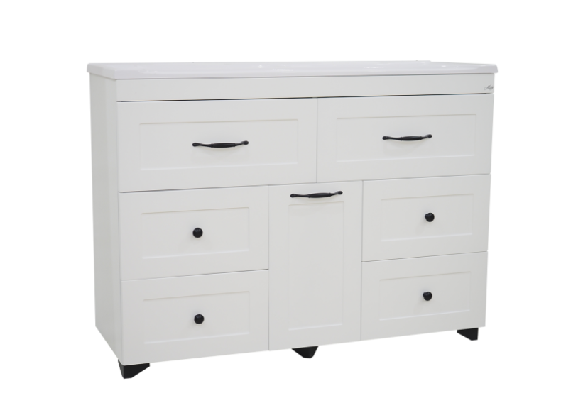 Тумба под раковину Misty Дуэт 120 белая матовая П-Ду011206я01-1 - 1