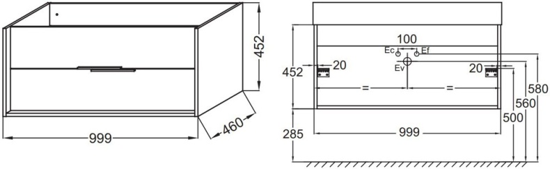 Тумба для комплекта Jacob Delafon Vivienne EB1585-N18-S14 без ручек - 1