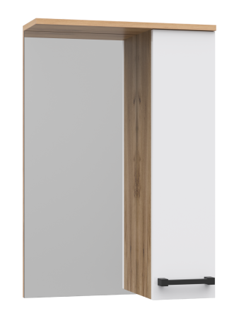 Зеркало-шкаф Misty Крафт 50 правое белое - светлое дерево П-Кра-02050-011П - 0