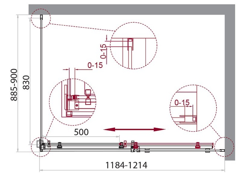 Душевой уголок BelBagno Acqua 120х90 профиль черный стекло прозрачное ACQUA-AH-1-120/90-C-NERO - 3