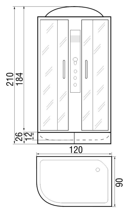 Душевая кабина с поддоном River Dunay 120/90/24 MT R  10000003129 - 2