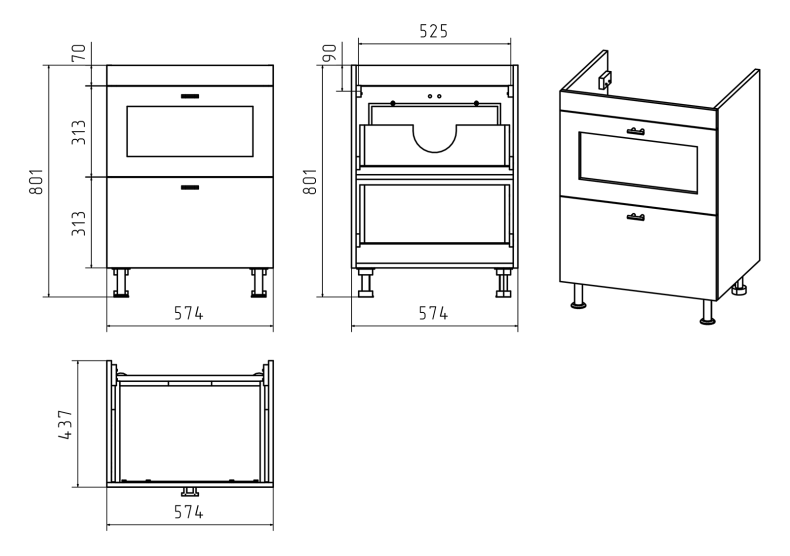 Комплект мебели 1Misty Урал 60 белый - 8