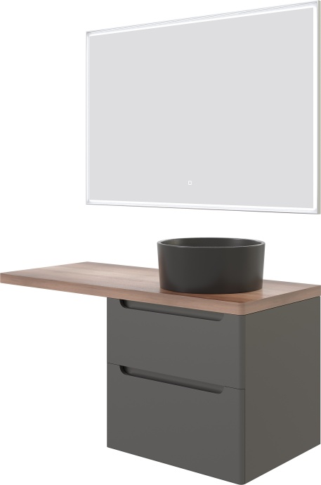 Мебель для ванной STWORKI Берген 60 серая с темной столешницей 122, раковина BOCCHI Vessel 1174-004-0125 черная, L 549762 - 6