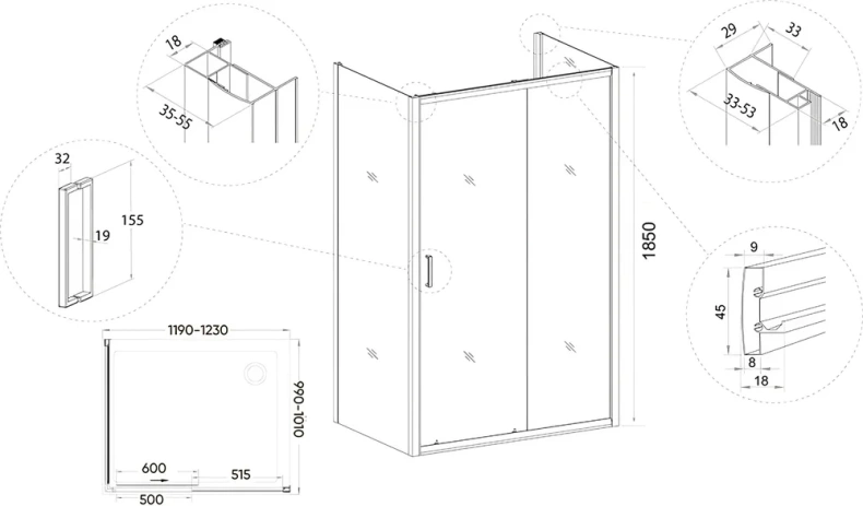 Душевой угол Veconi Rovigo RV-046 100х100 профиль хром  RV046-100100-01-C5 - 2