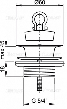 Донный клапан для раковины AlcaPlast A439 5/4 цельнометаллический - 1